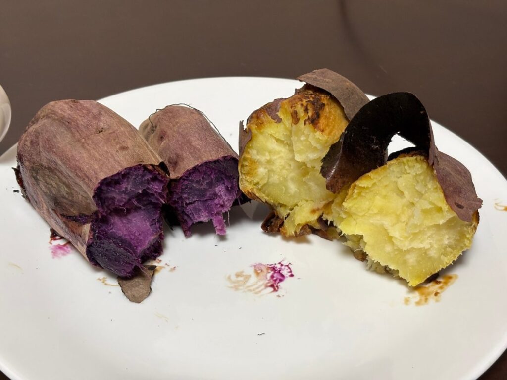 ヘルシオで焼いた紫いもと黄色いさつまいも
