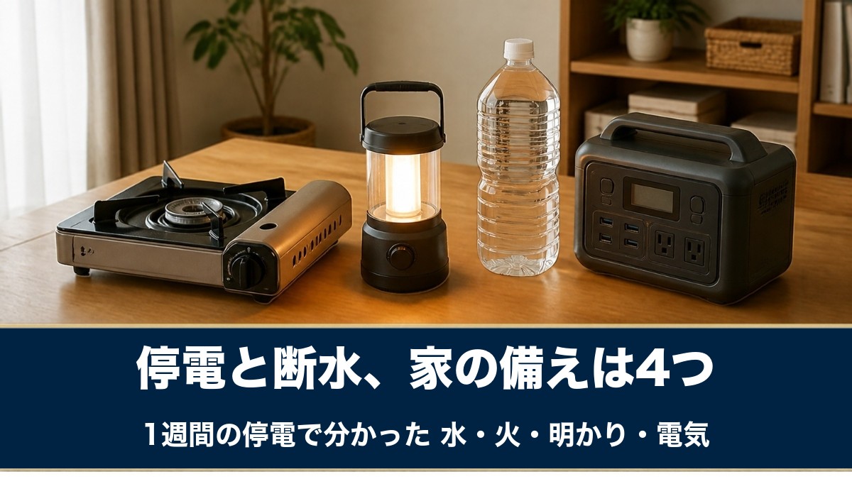 停電と断水、家の備えは4つ｜カセットコンロ・ランタン・水・ポータブル電源